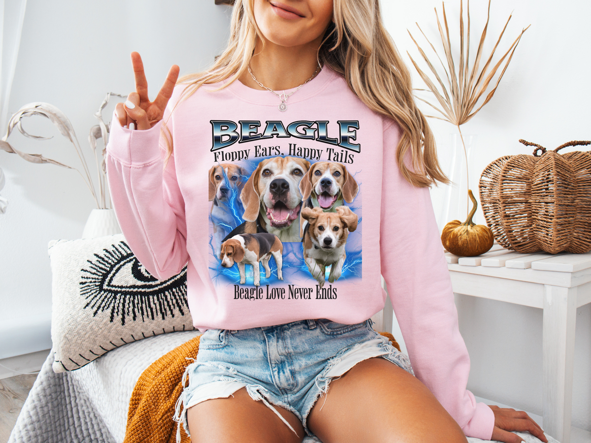 Beagle Bootleg Collage Sweatshirt – Floppy Ears, Happy Tails | Unisex Dog Lover Pullover