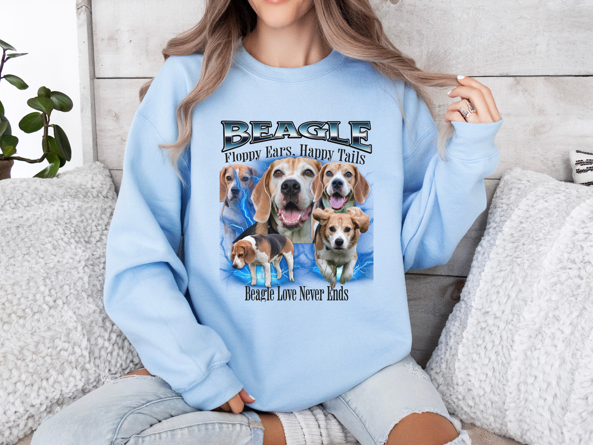 Beagle Bootleg Collage Sweatshirt – Floppy Ears, Happy Tails | Unisex Dog Lover Pullover