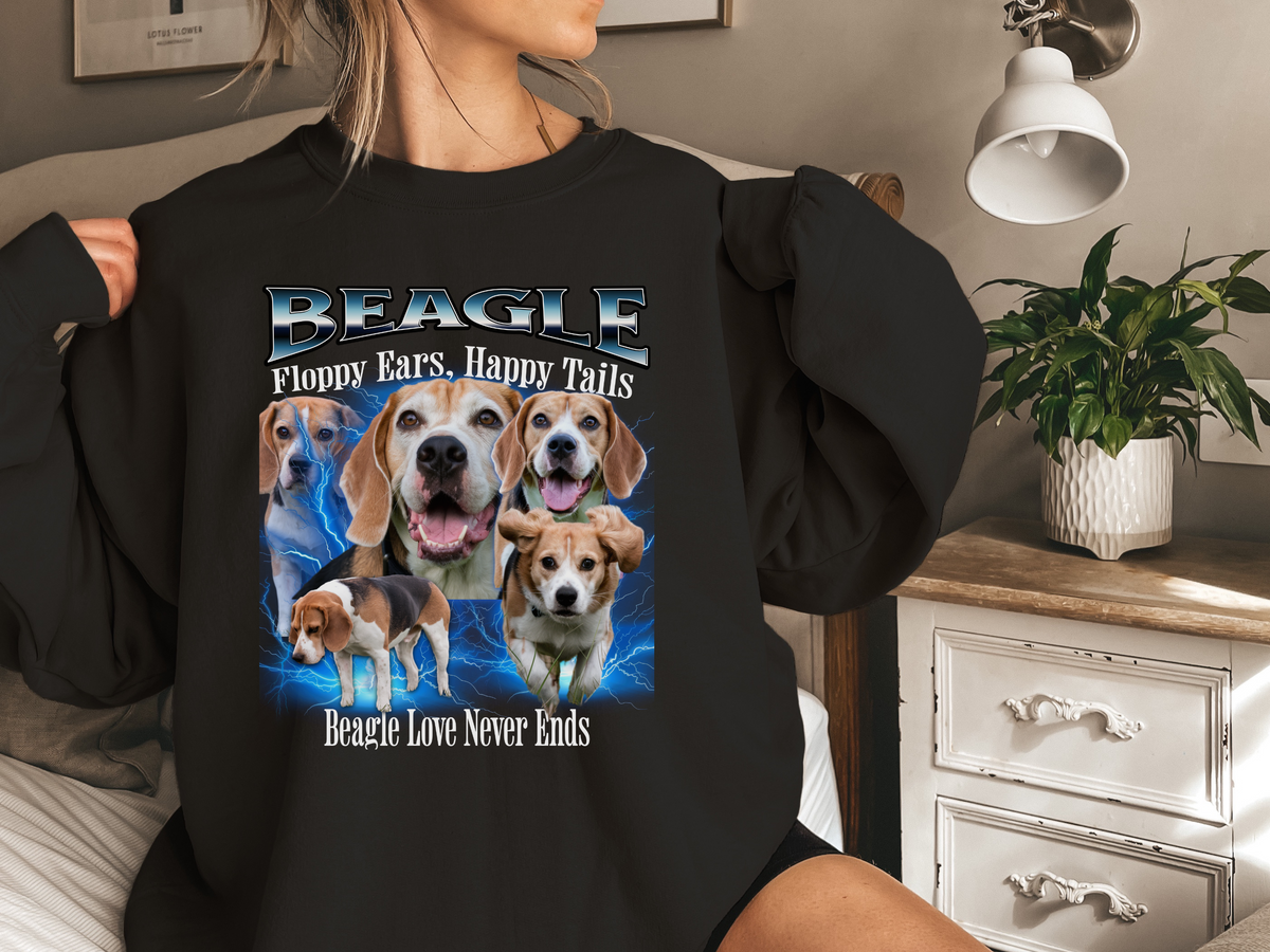 Beagle Bootleg Collage Sweatshirt – Floppy Ears, Happy Tails | Unisex Dog Lover Pullover