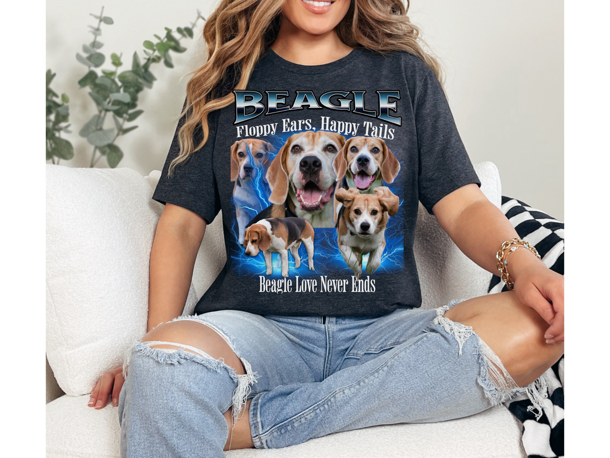 Beagle Dog Bootleg Collage T-Shirt – Floppy Ears & Happy Tails Unisex Graphic Tee