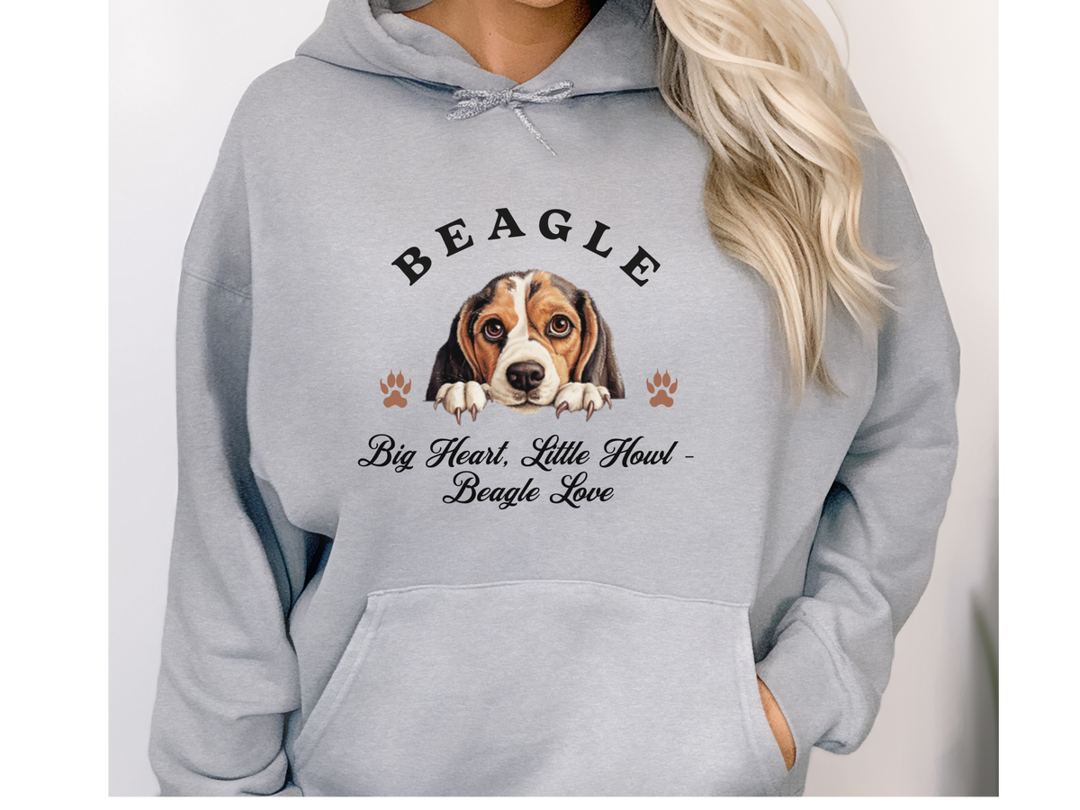 Beagle Dog Hoodie – "Big Heart, Little Howl – Beagle Love" | Unisex Cozy Hoodie for Adorable Howlers