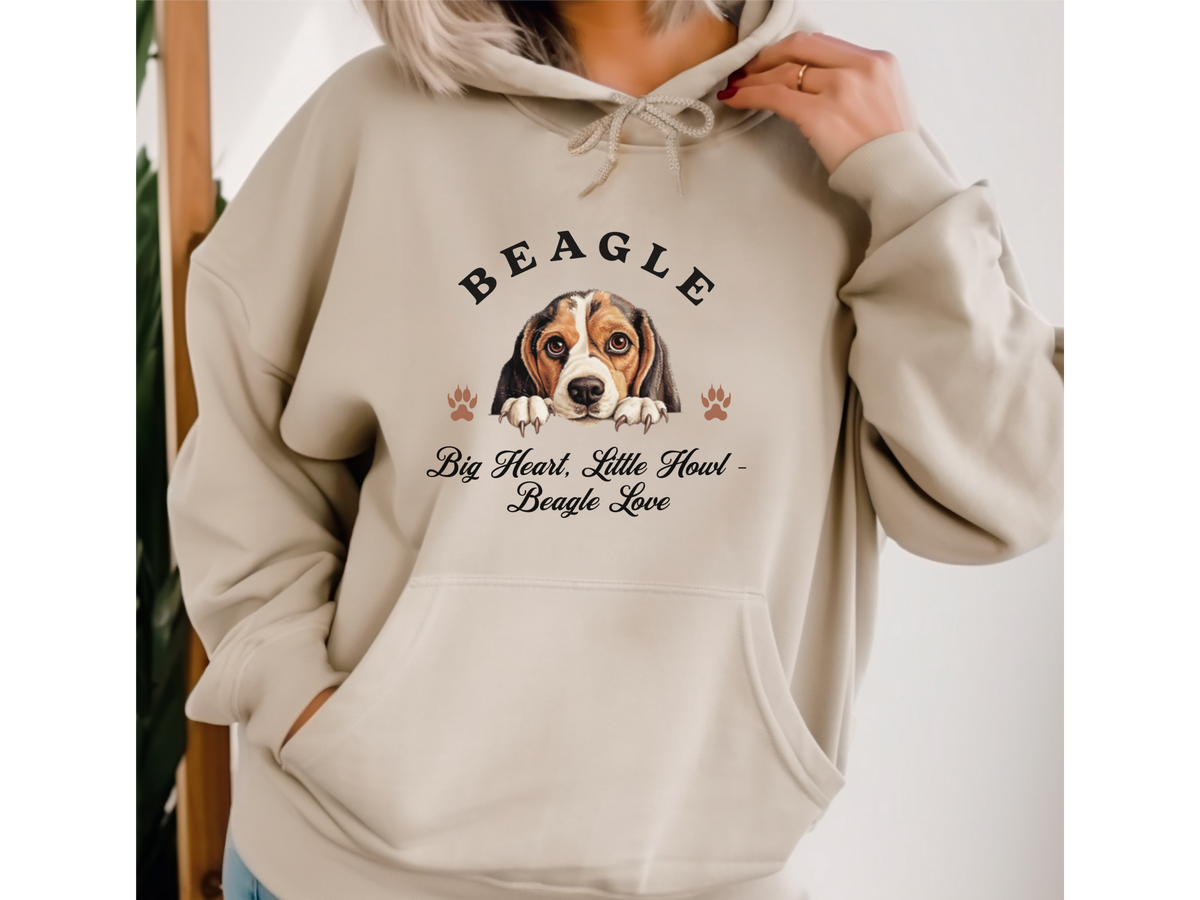 Beagle Dog Hoodie – "Big Heart, Little Howl – Beagle Love" | Unisex Cozy Hoodie for Adorable Howlers