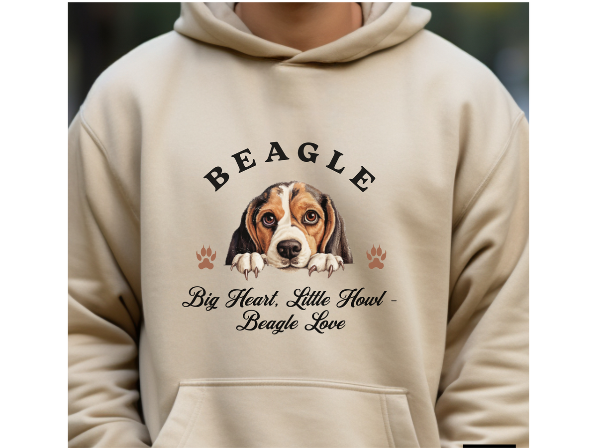 Beagle Dog Hoodie – "Big Heart, Little Howl – Beagle Love" | Unisex Cozy Hoodie for Adorable Howlers