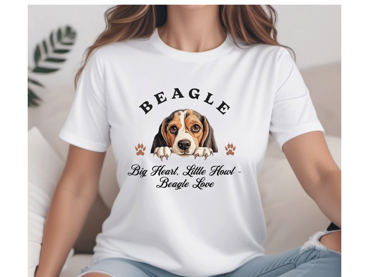 Beagle Dog T-Shirt – Unisex Tee with “Big Heart, Little Howl – Beagle Love” Slogan | Cute Beagle Gift
