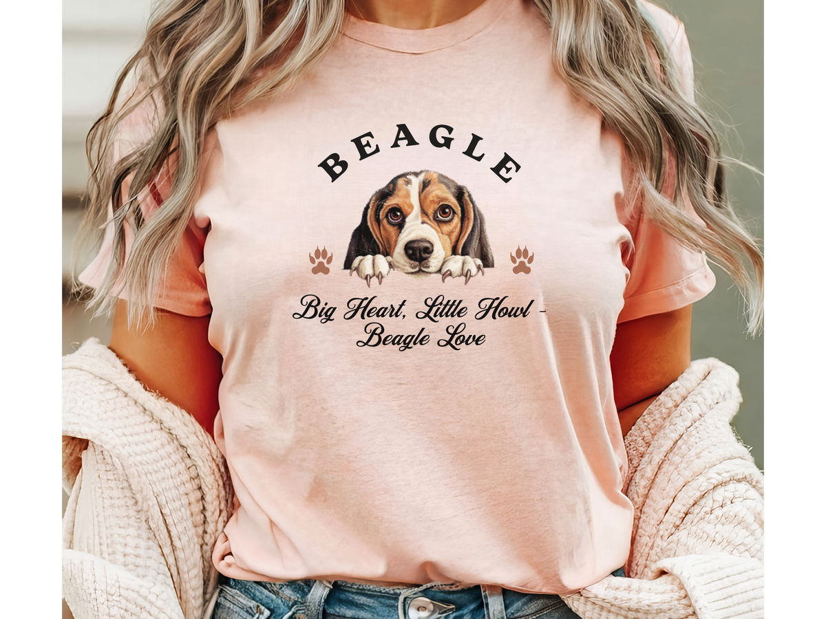 Beagle Dog T-Shirt – Unisex Tee with “Big Heart, Little Howl – Beagle Love” Slogan | Cute Beagle Gift