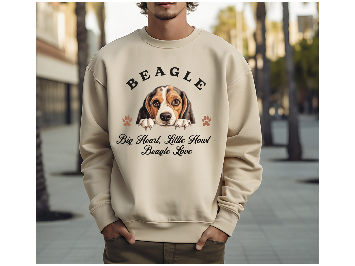 Beagle Sweatshirt – Big Heart, Little Howl – Unisex Beagle Love Pullover