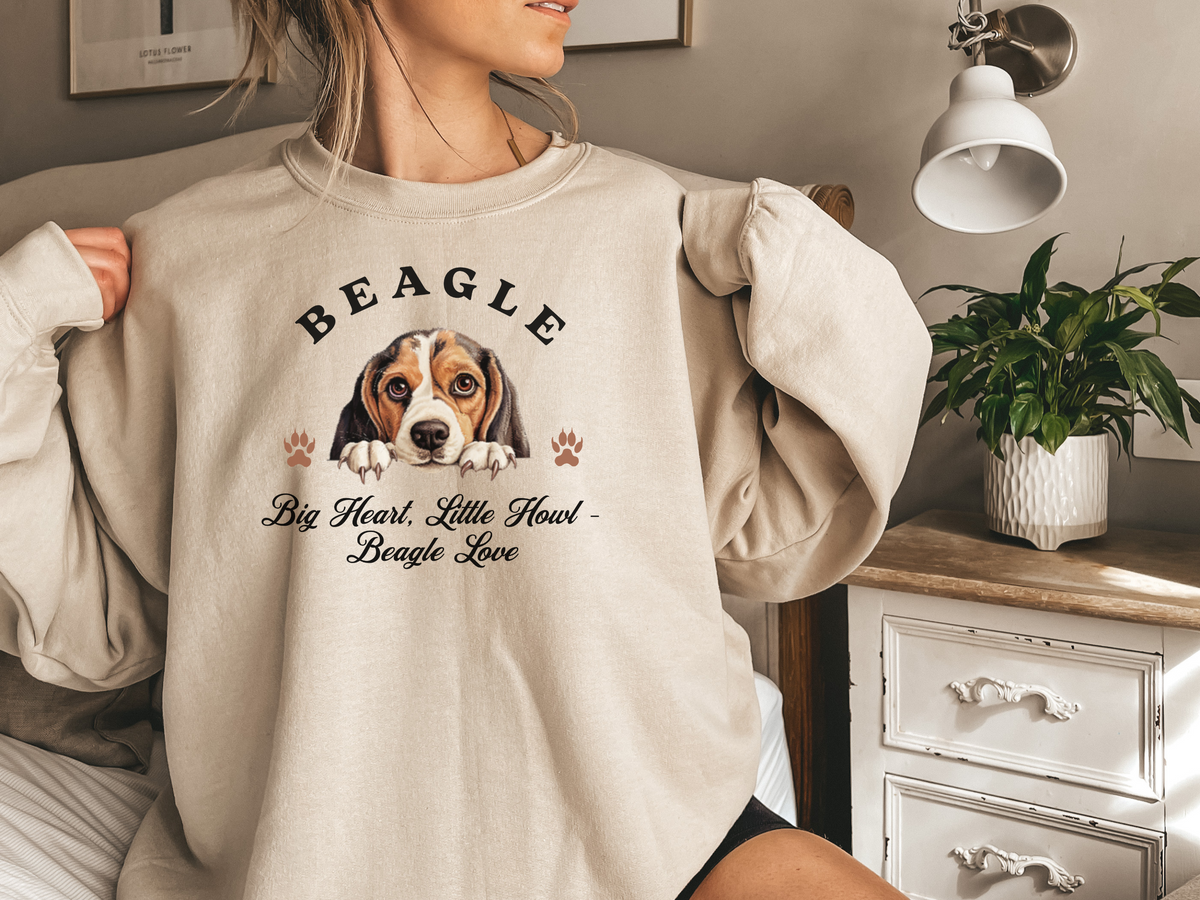 Beagle Sweatshirt – Big Heart, Little Howl – Unisex Beagle Love Pullover