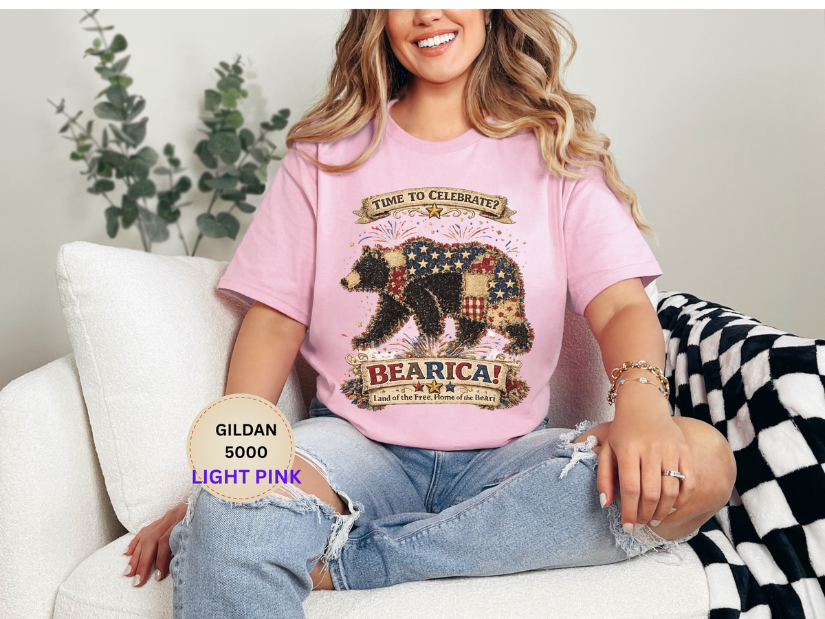 Bearica Patriotic Bear T-Shirt – "Time to Celebrate!" 4th of July Tee