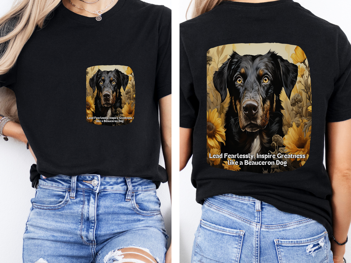 Beauceron Sunflower Tee – 'Lead Fearlessly, Inspire Greatness' Front & Back Design