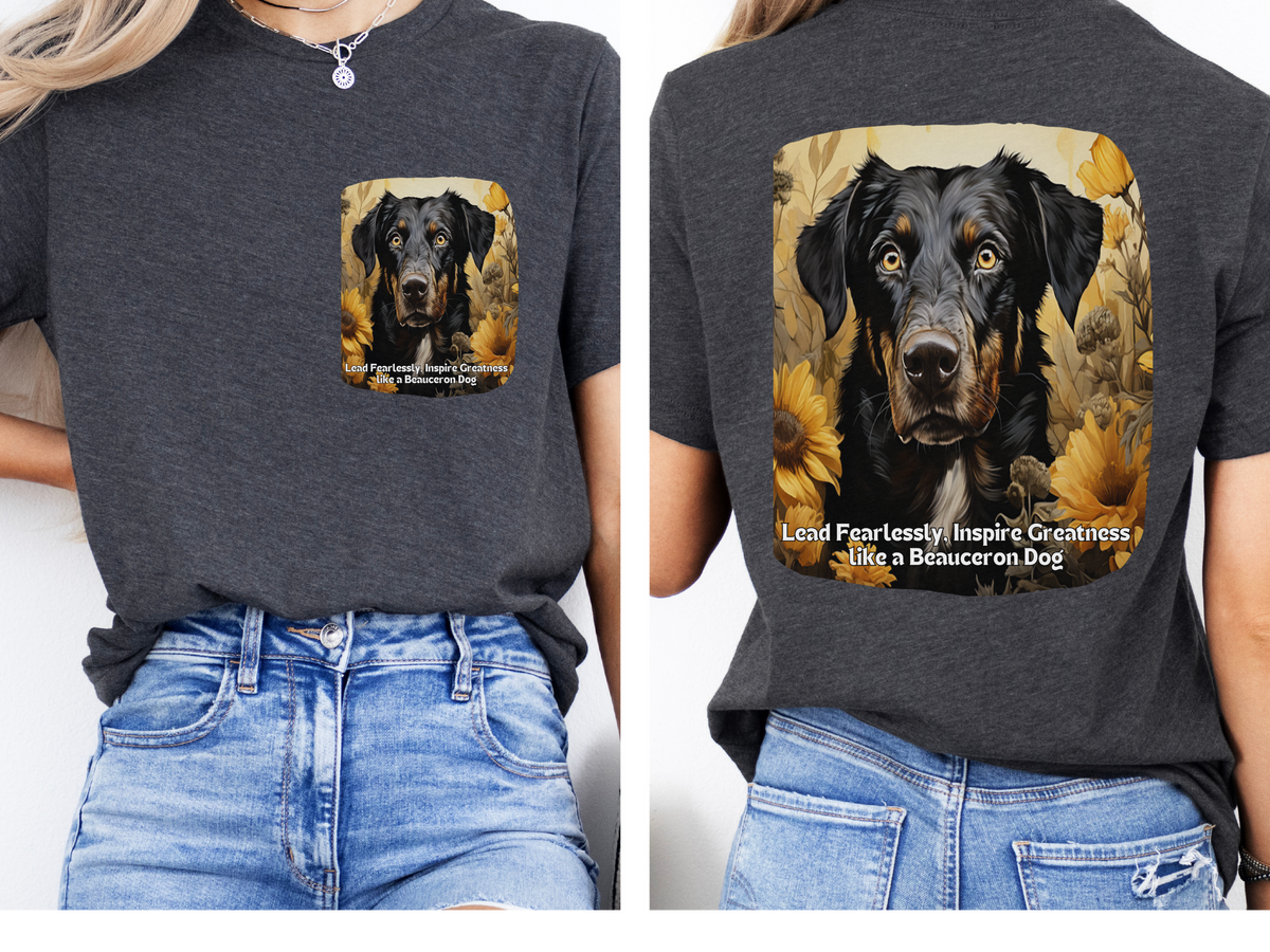 Beauceron Sunflower Tee – 'Lead Fearlessly, Inspire Greatness' Front & Back Design