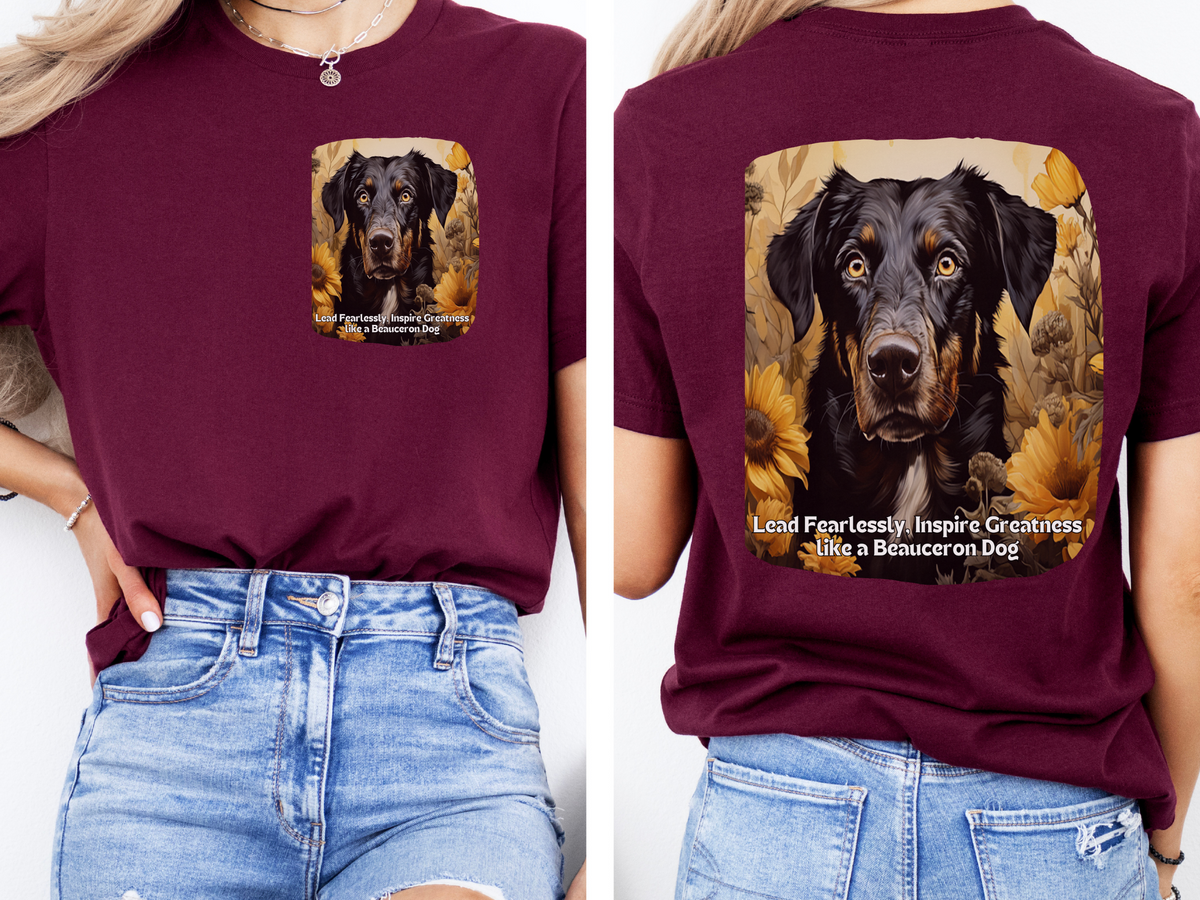 Beauceron Sunflower Tee – 'Lead Fearlessly, Inspire Greatness' Front & Back Design