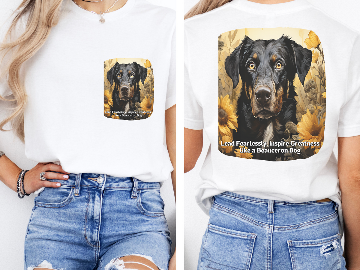 Beauceron Sunflower Tee – 'Lead Fearlessly, Inspire Greatness' Front & Back Design