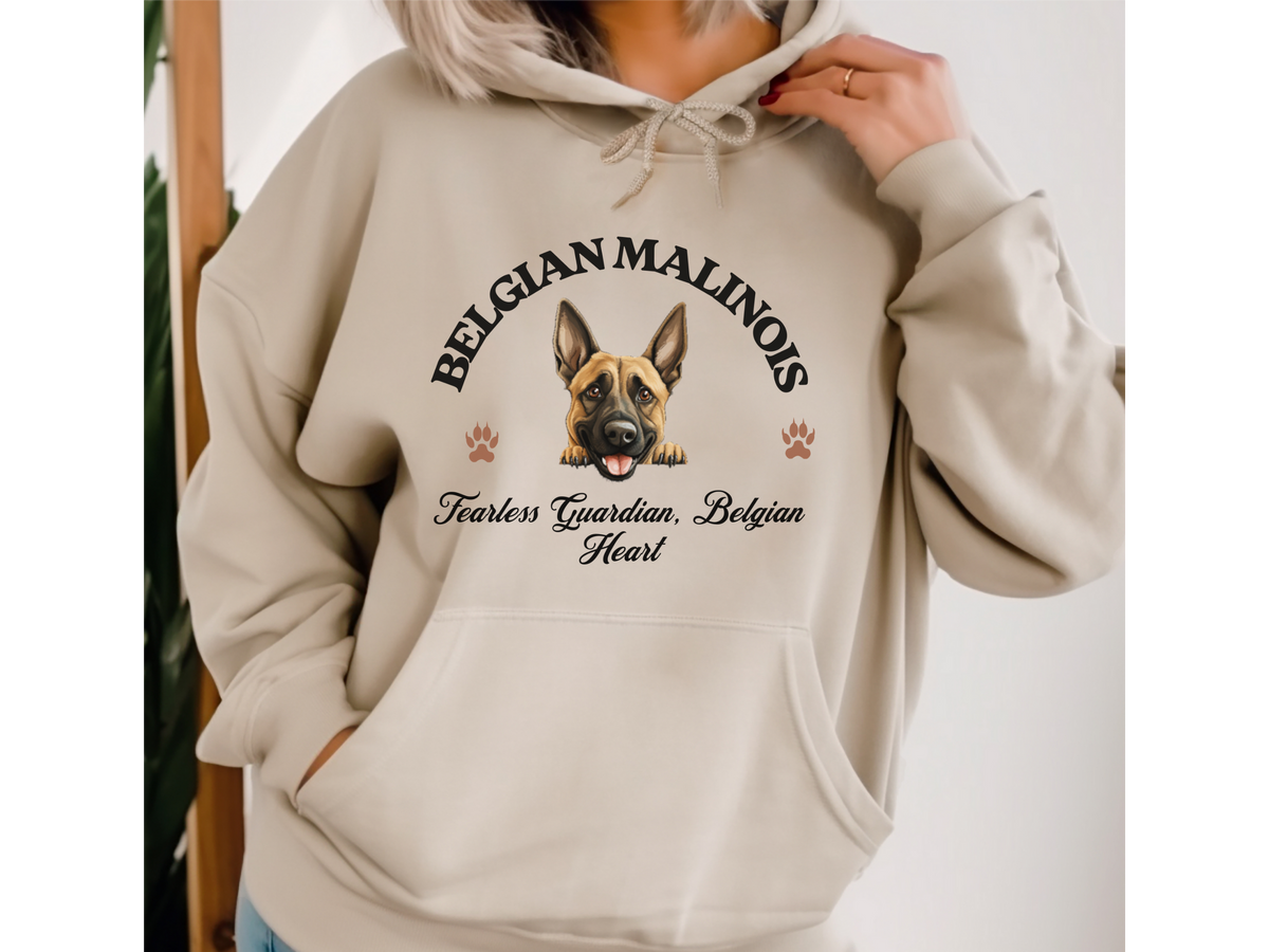 Belgian Malinois Dog Hoodie – "Fearless Guardian, Belgian Heart" | Unisex Cozy Hoodie for Brave & Loyal Companions