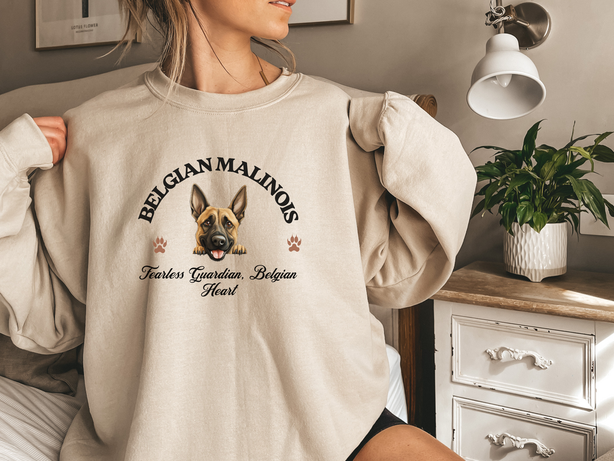 Belgian Malinois Sweatshirt – Fearless Guardian, Belgian Heart – Unisex Dog Lover Pullover