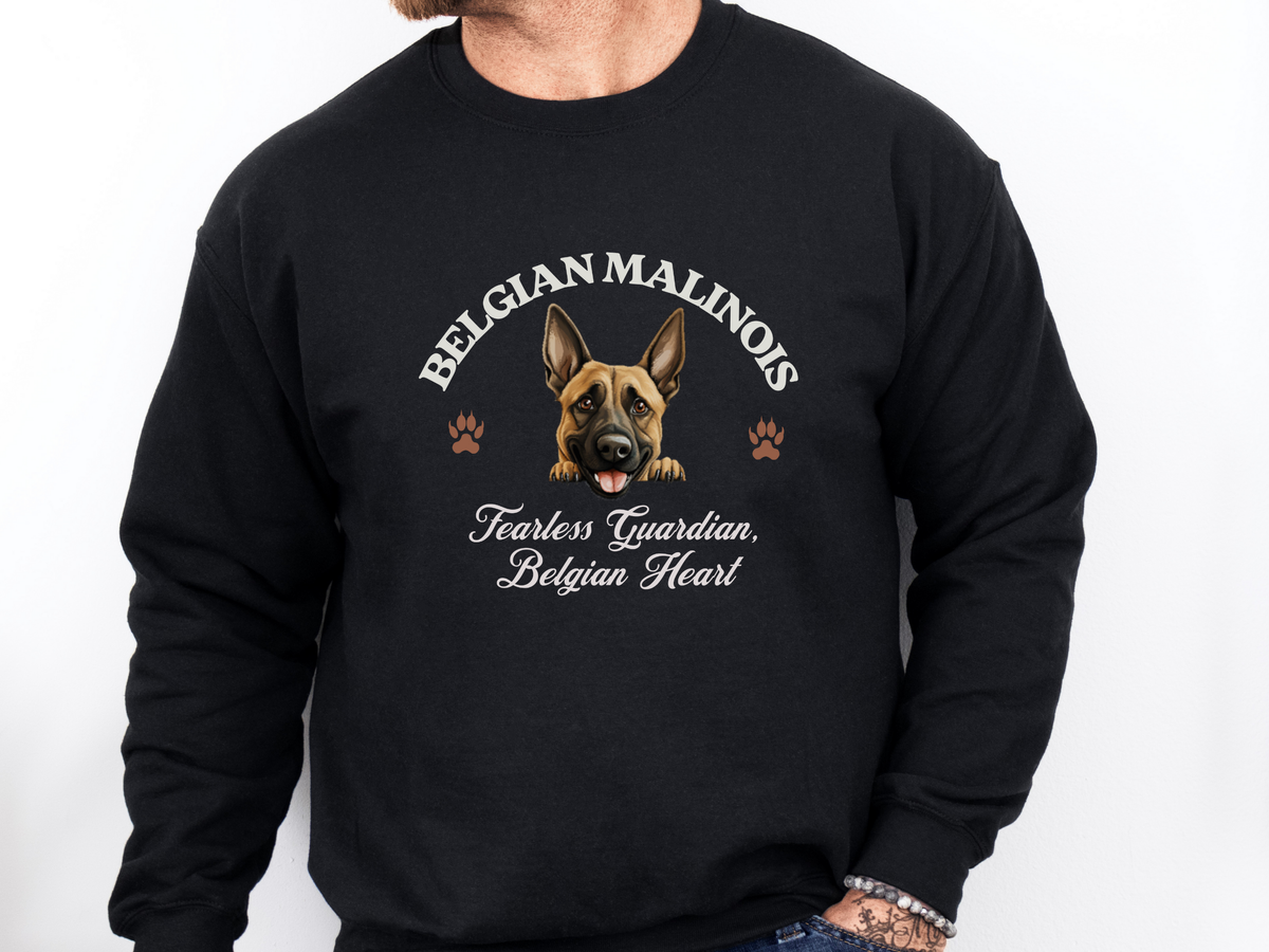 Belgian Malinois Sweatshirt – Fearless Guardian, Belgian Heart – Unisex Dog Lover Pullover