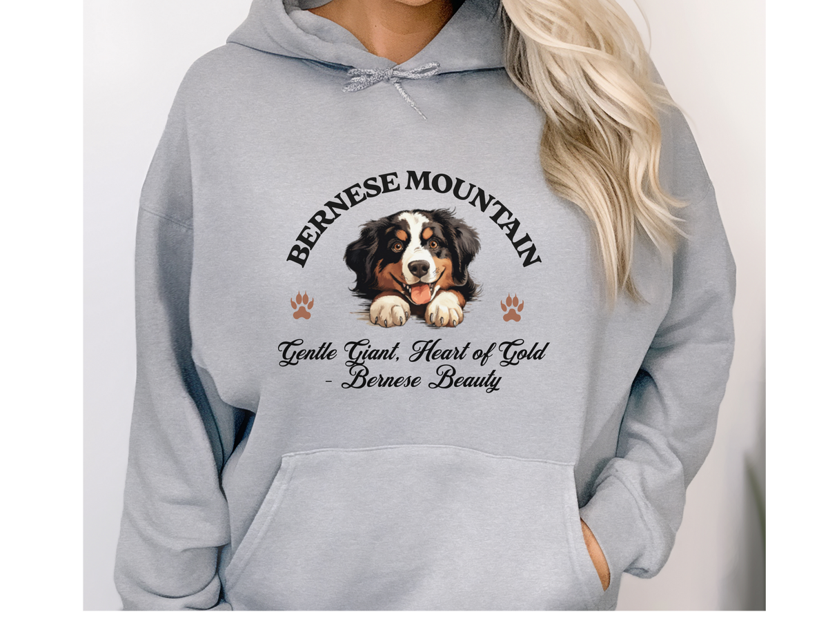 Bernese Mountain Dog Hoodie – "Gentle Giant, Heart of Gold – Bernese Beauty" | Unisex Cozy Dog Hoodie for Loving Big Breeds