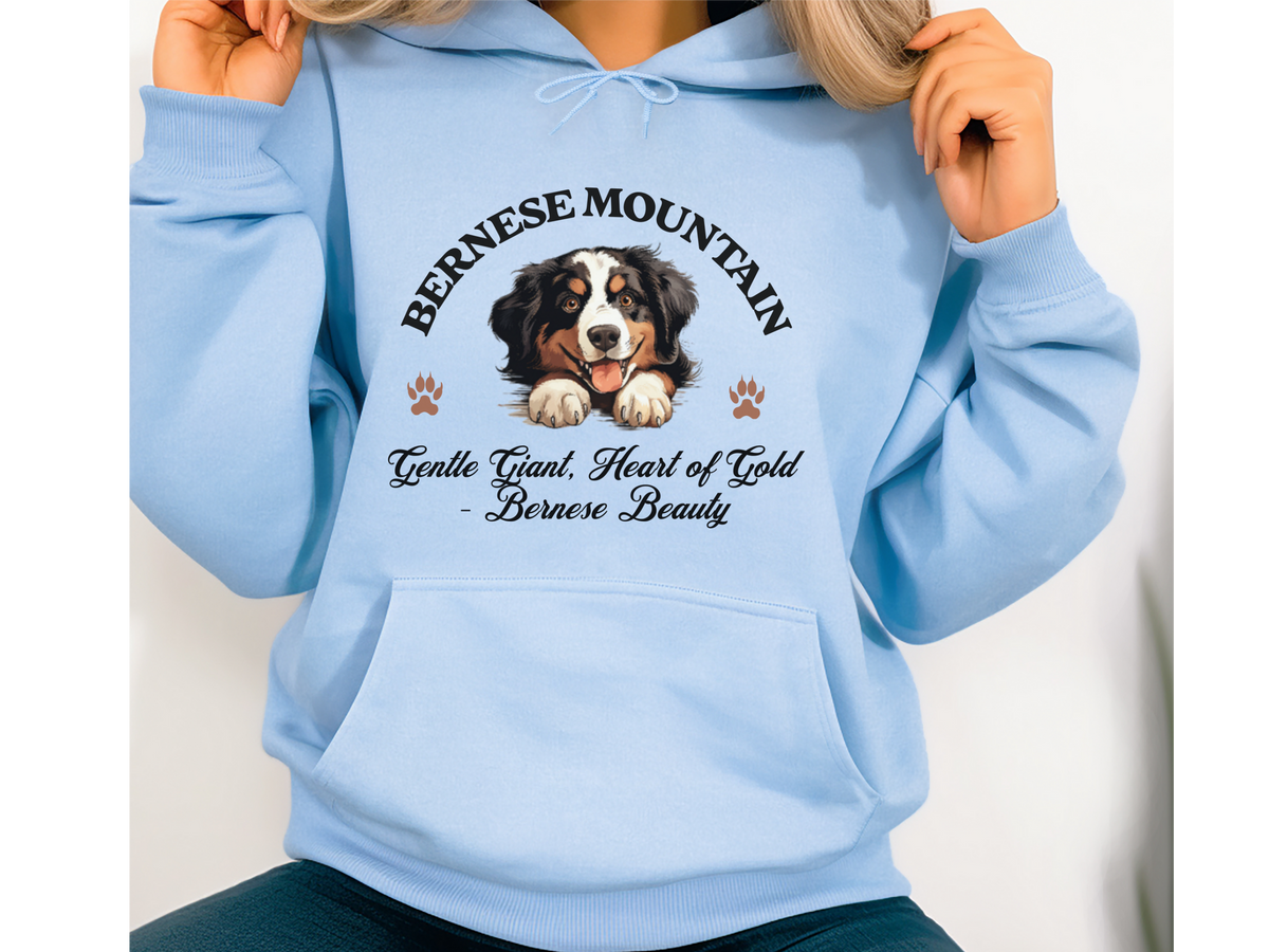 Bernese Mountain Dog Hoodie – "Gentle Giant, Heart of Gold – Bernese Beauty" | Unisex Cozy Dog Hoodie for Loving Big Breeds