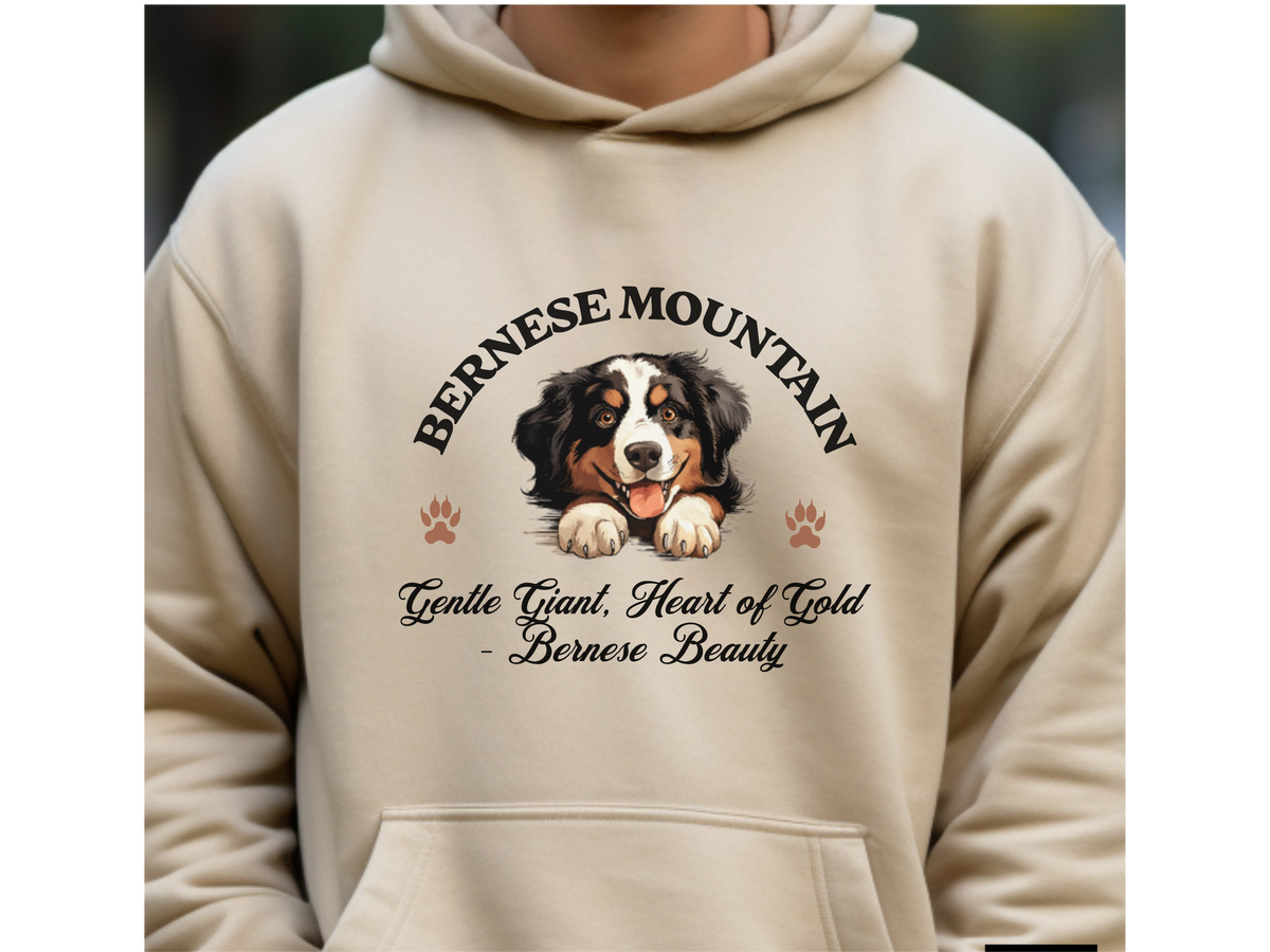 Bernese Mountain Dog Hoodie – "Gentle Giant, Heart of Gold – Bernese Beauty" | Unisex Cozy Dog Hoodie for Loving Big Breeds