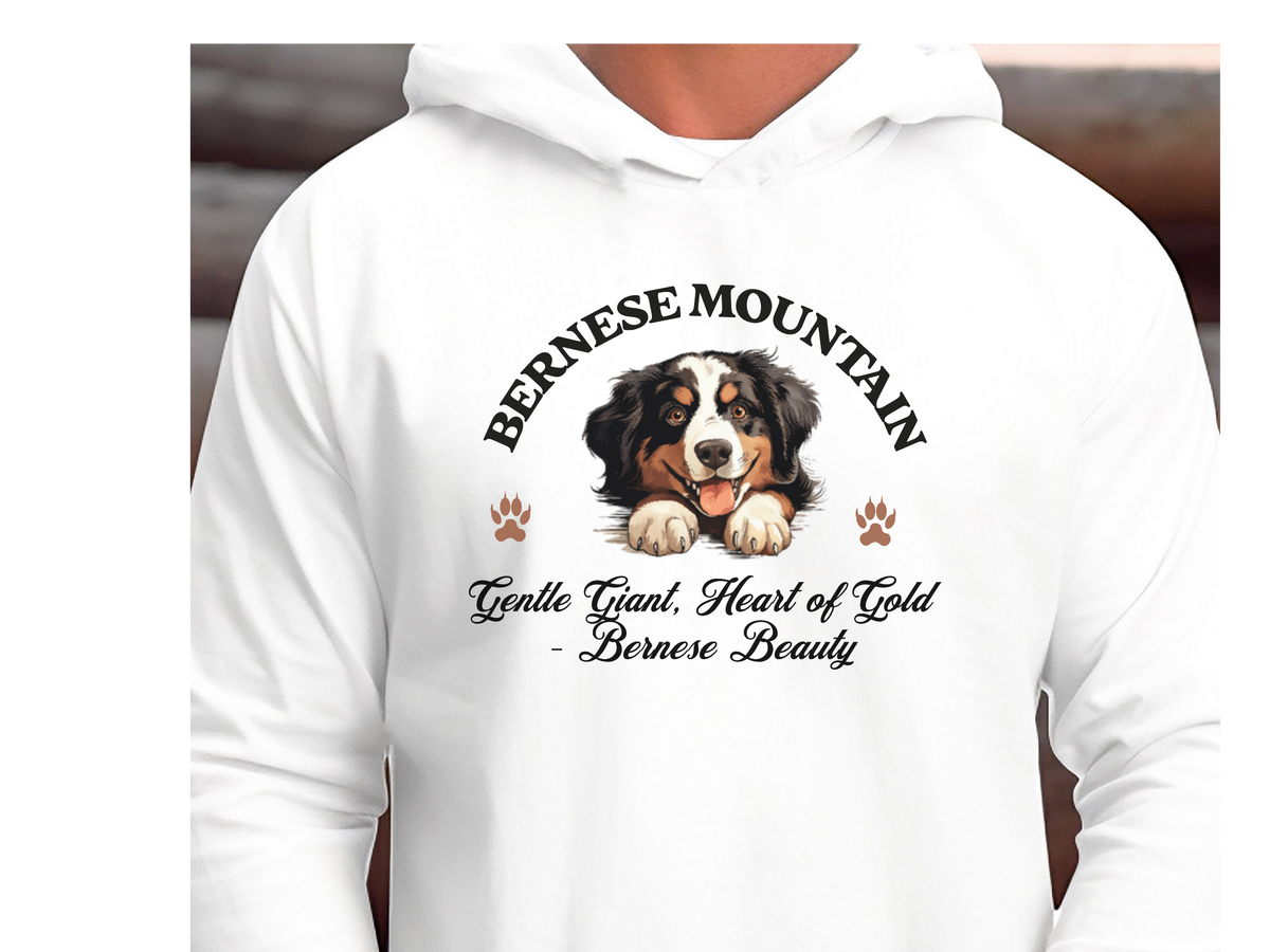 Bernese Mountain Dog Hoodie – "Gentle Giant, Heart of Gold – Bernese Beauty" | Unisex Cozy Dog Hoodie for Loving Big Breeds