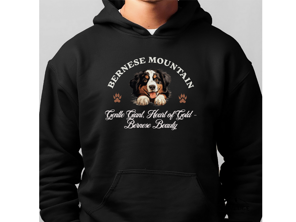 Bernese Mountain Dog Hoodie – "Gentle Giant, Heart of Gold – Bernese Beauty" | Unisex Cozy Dog Hoodie for Loving Big Breeds