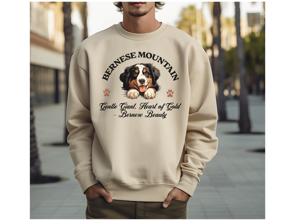 Bernese Mountain Dog Sweatshirt – Gentle Giant, Heart of Gold – Bernese Beauty Unisex Pullover