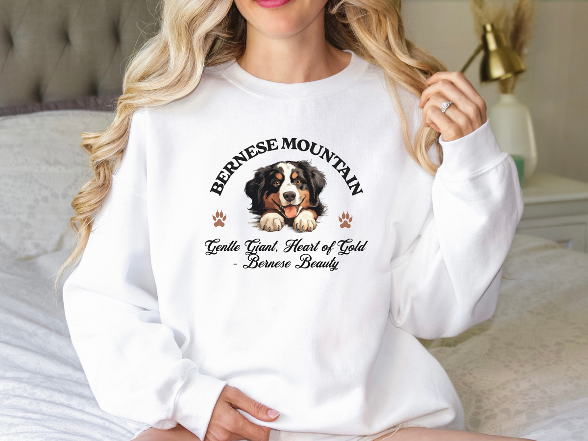 Bernese Mountain Dog Sweatshirt – Gentle Giant, Heart of Gold – Bernese Beauty Unisex Pullover