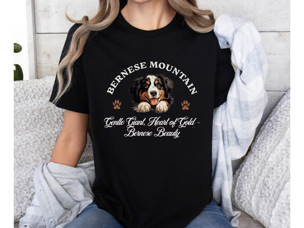 Bernese Mountain Dog T-Shirt – Unisex Tee with “Gentle Giant, Heart of Gold – Bernese Beauty” Slogan | Big Dog Lover Gift