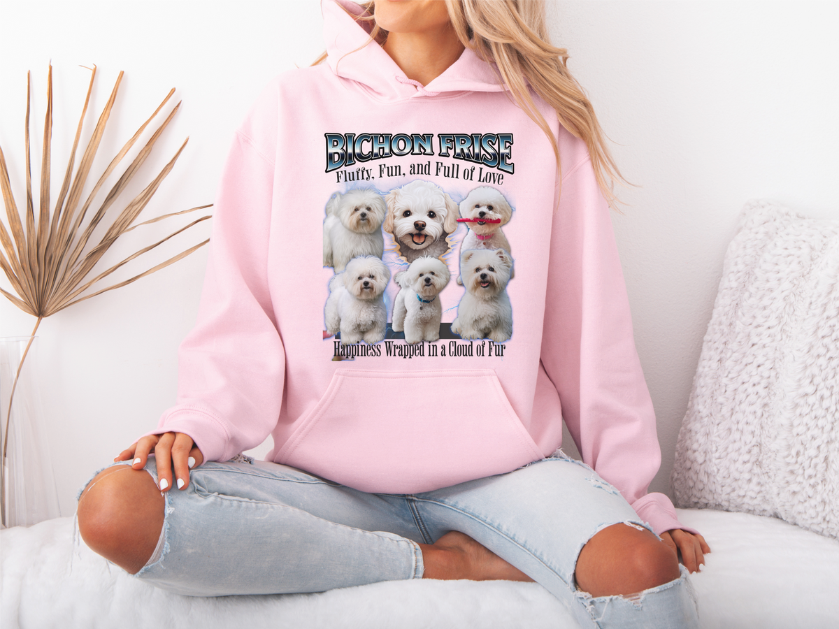 Bichon Frise Bootleg Collage Hoodie – Fluffy, Fun, and Full of Love | Unisex Dog Lover Pullover