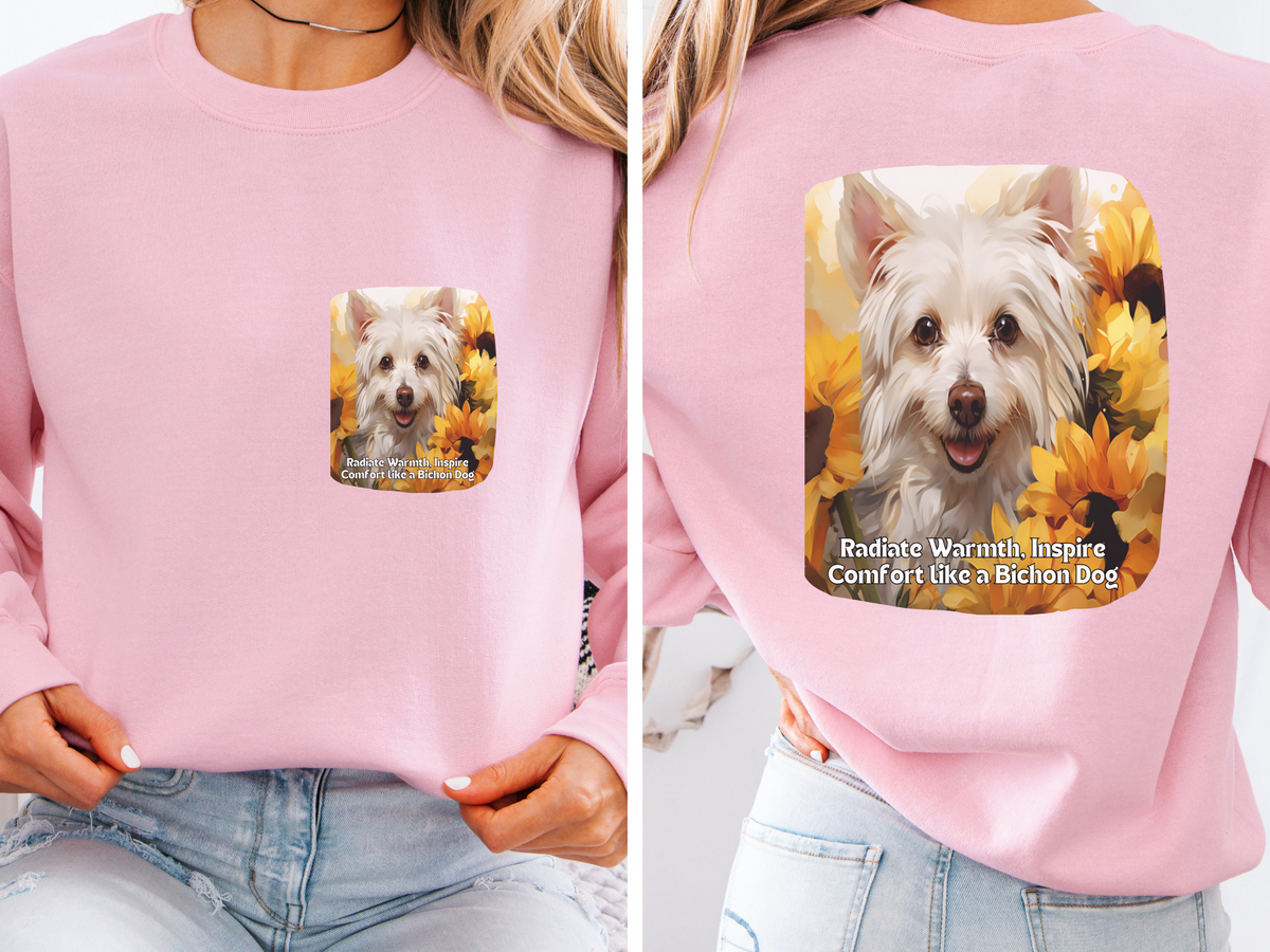 Bichon Frise Sunflower Sweatshirt – Radiate Warmth, Inspire Comfort – Cozy Unisex Dog Lover Pullover