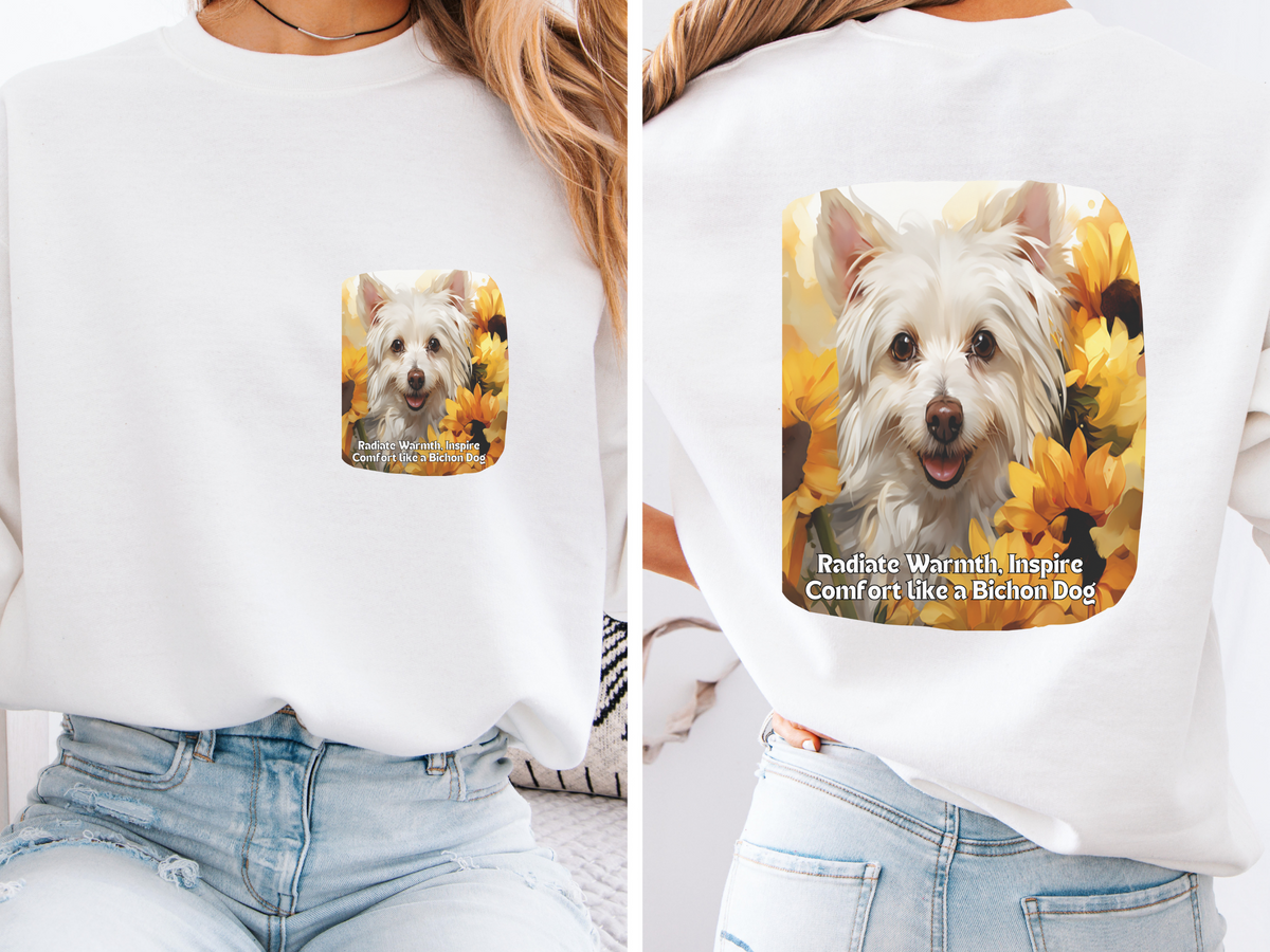 Bichon Frise Sunflower Sweatshirt – Radiate Warmth, Inspire Comfort – Cozy Unisex Dog Lover Pullover