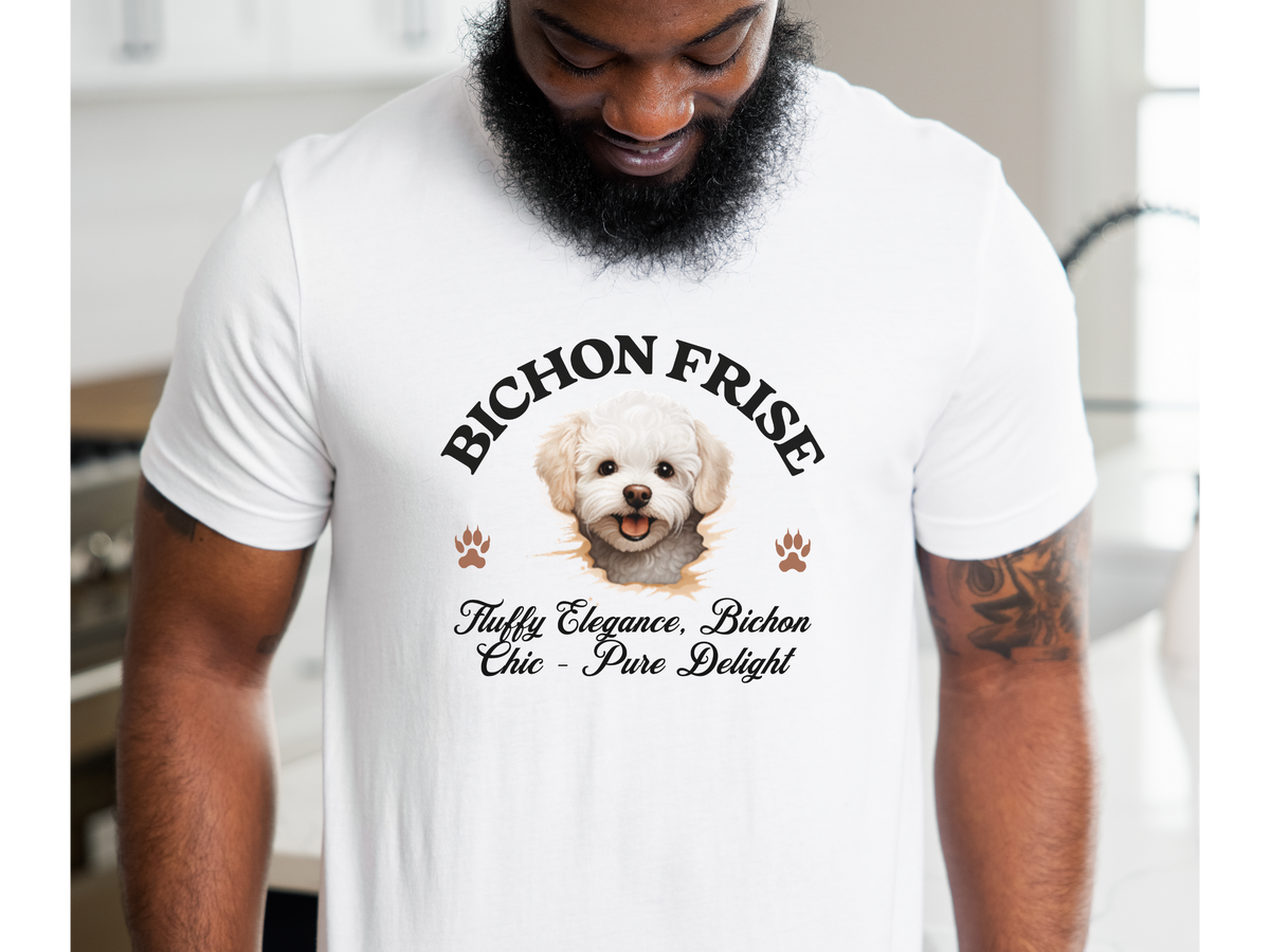 Bichon Frise T-Shirt – Unisex Tee with “Fluffy Elegance, Bichon Chic – Pure Delight” Slogan | Cute Dog Lover Gift