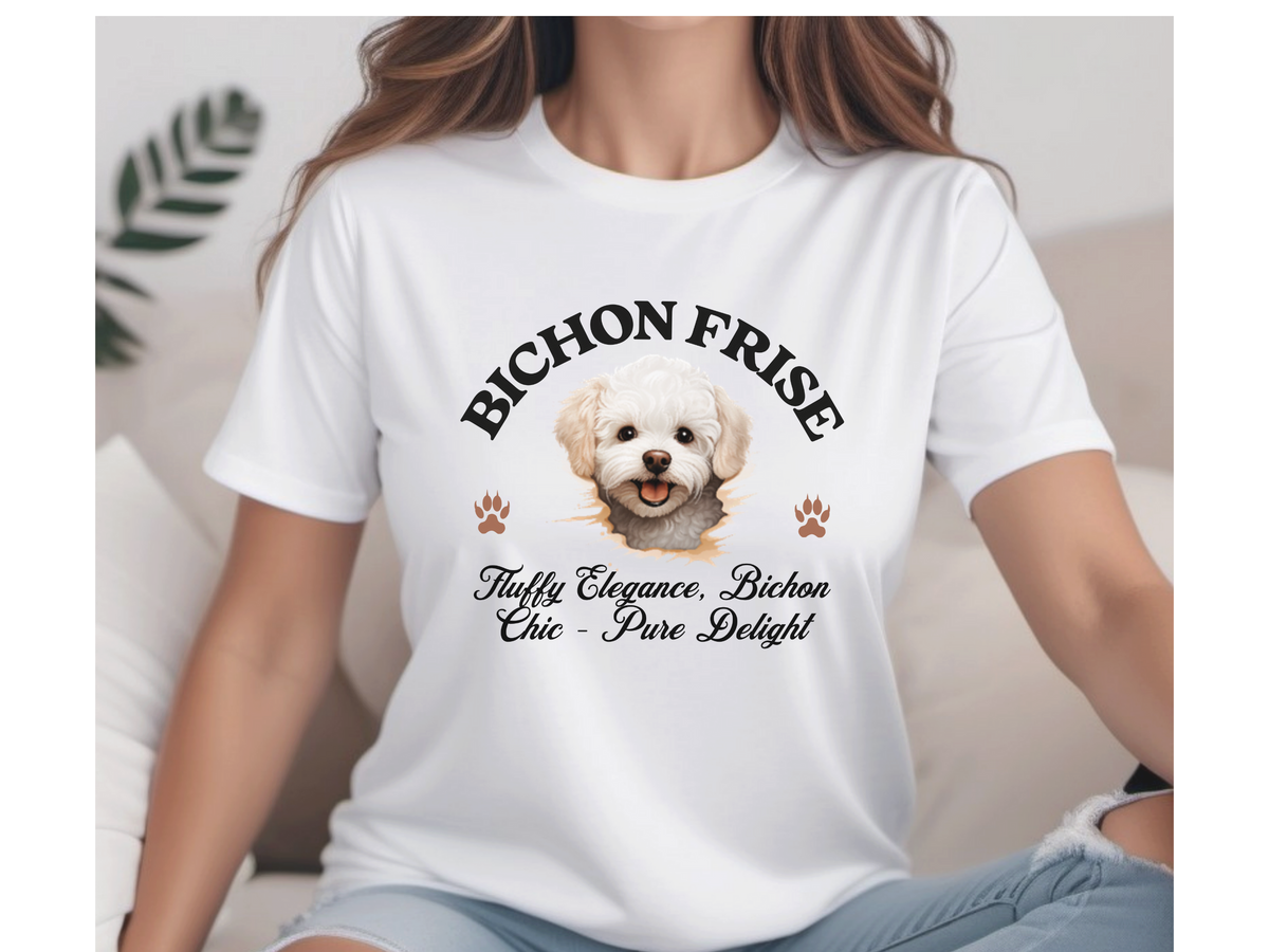 Bichon Frise T-Shirt – Unisex Tee with “Fluffy Elegance, Bichon Chic – Pure Delight” Slogan | Cute Dog Lover Gift