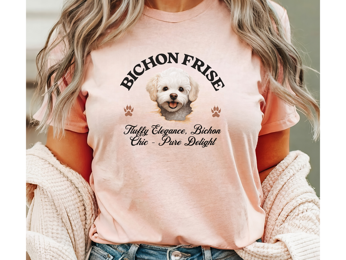 Bichon Frise T-Shirt – Unisex Tee with “Fluffy Elegance, Bichon Chic – Pure Delight” Slogan | Cute Dog Lover Gift