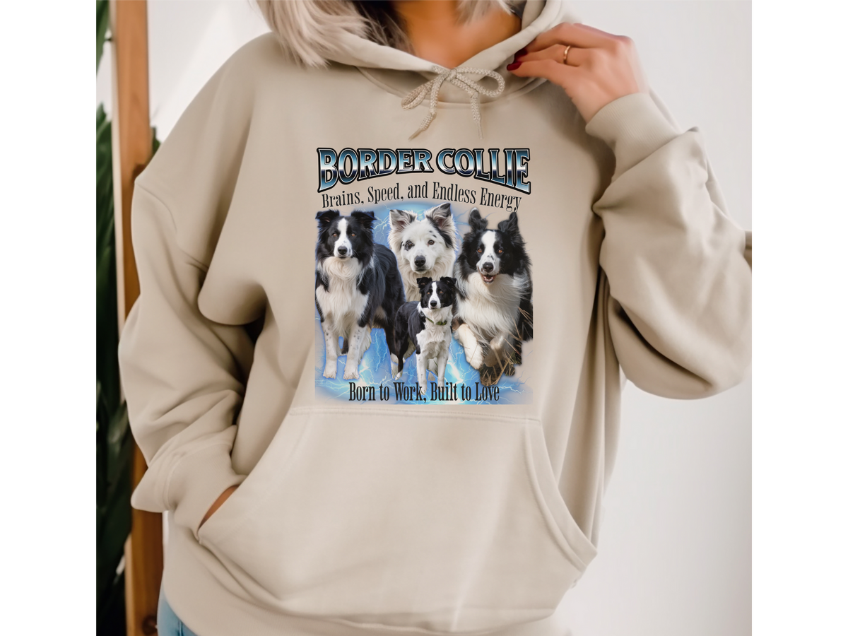 Collie Bootleg Collage Hoodie – A True Companion with a Noble Spirit | Unisex Dog Lover Pullover
