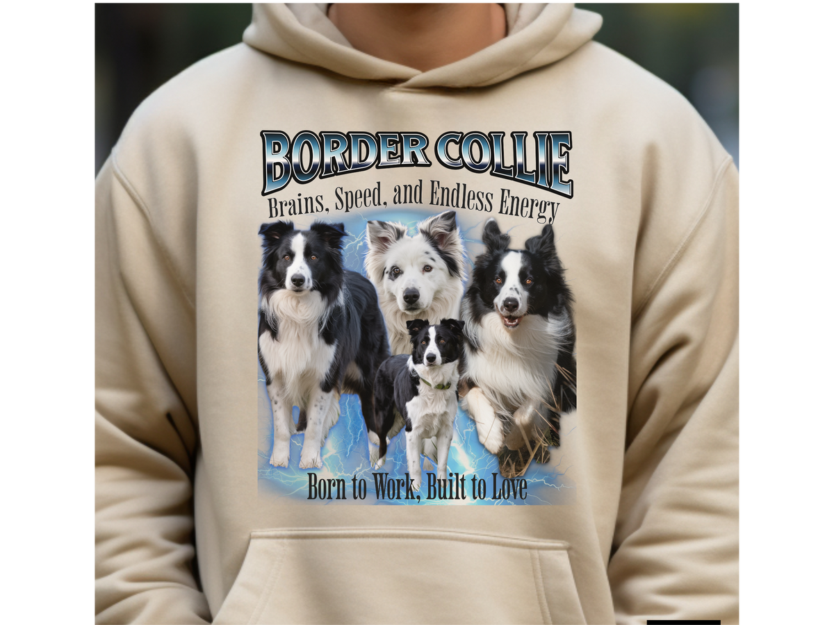 Collie Bootleg Collage Hoodie – A True Companion with a Noble Spirit | Unisex Dog Lover Pullover