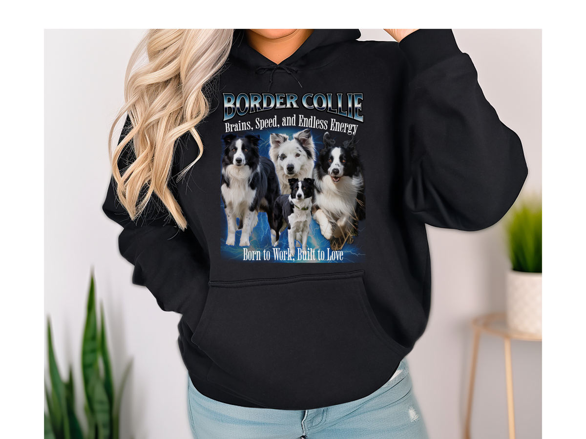 Collie Bootleg Collage Hoodie – A True Companion with a Noble Spirit | Unisex Dog Lover Pullover
