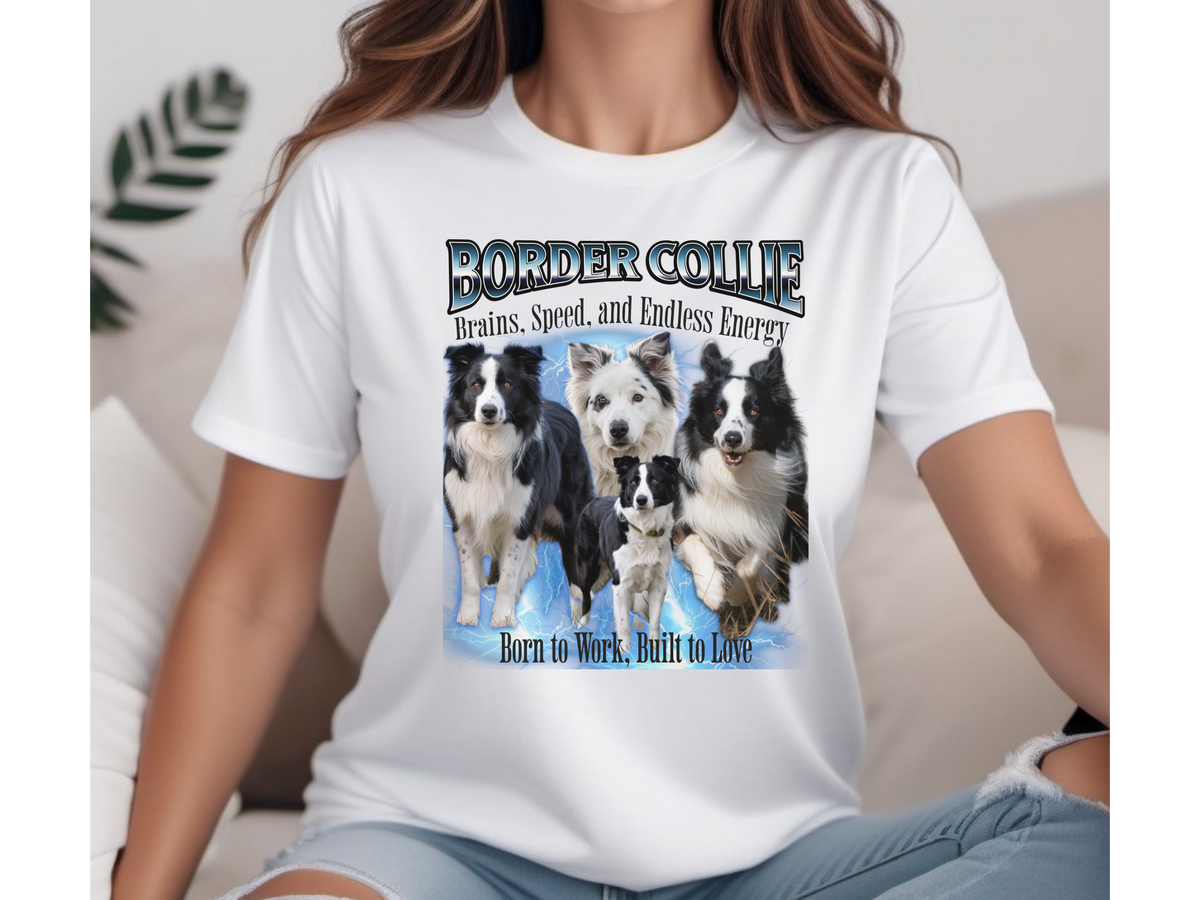 Border Collie Bootleg Collage Sweatshirt – Brains, Speed, and Endless Energy Unisex Dog Lover Pullover