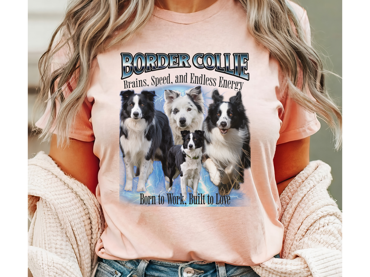 Collie Bootleg Collage T-Shirt – A True Companion with a Noble Spirit! | Unisex Dog Lover Tee