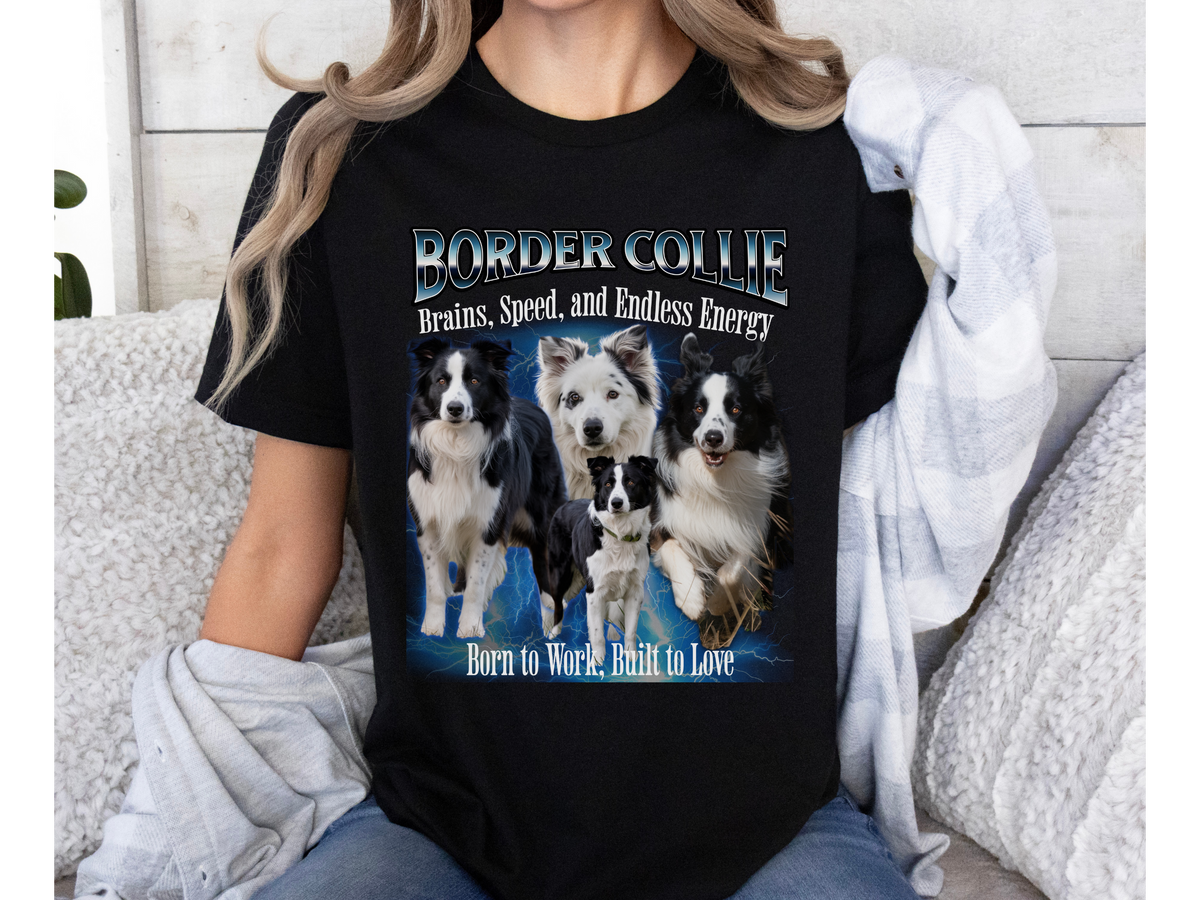 Collie Bootleg Collage T-Shirt – A True Companion with a Noble Spirit! | Unisex Dog Lover Tee
