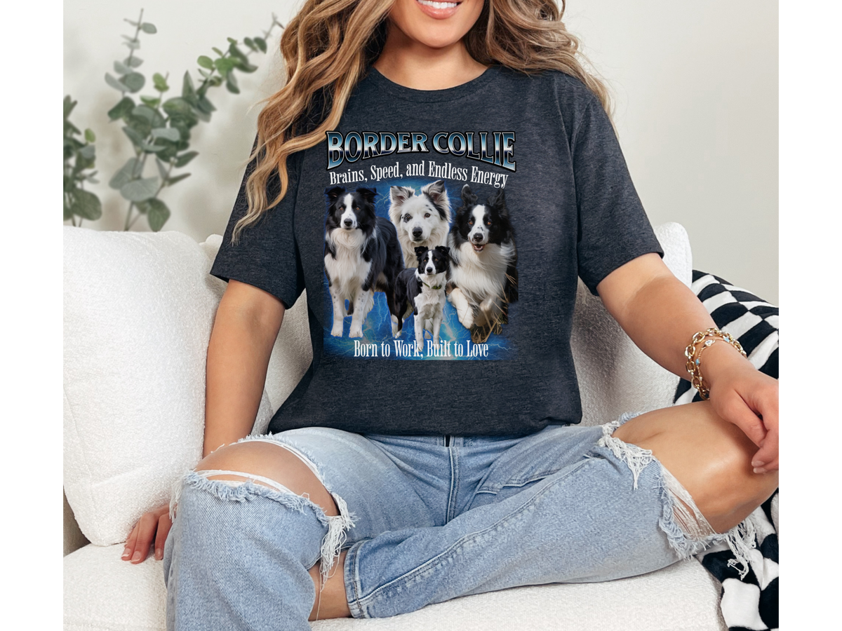 Border Collie Bootleg Collage Sweatshirt – Brains, Speed, and Endless Energy Unisex Dog Lover Pullover