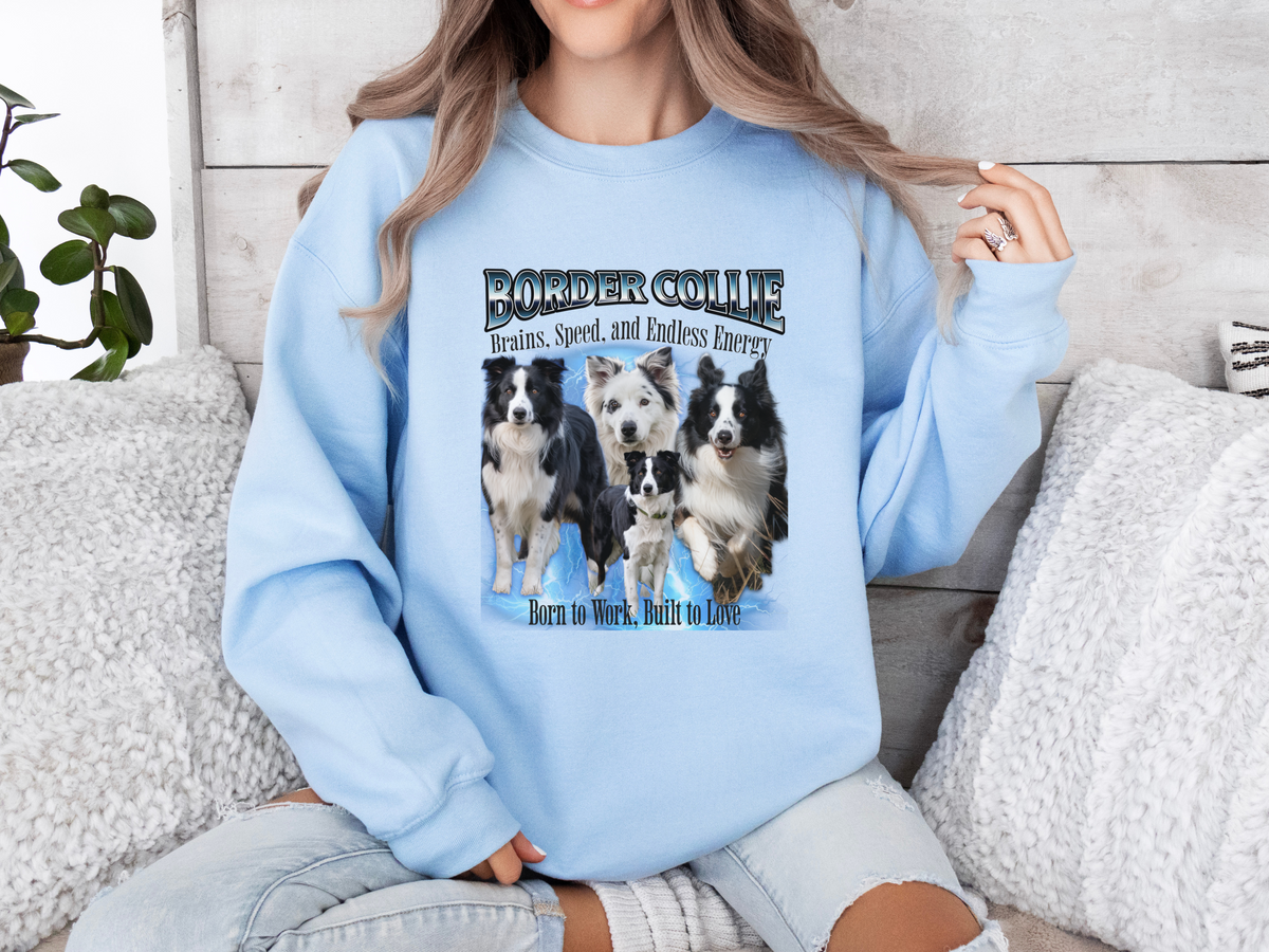 Border Collie Bootleg Collage Sweatshirt – Brains, Speed, and Endless Energy | Unisex Dog Lover Pullover