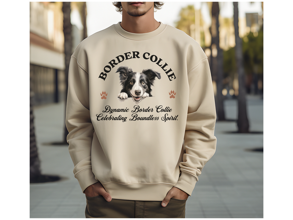 Border Collie Sweatshirt – Dynamic Border Collie, Celebrating Boundless Spirit – Unisex Dog Lover Apparel