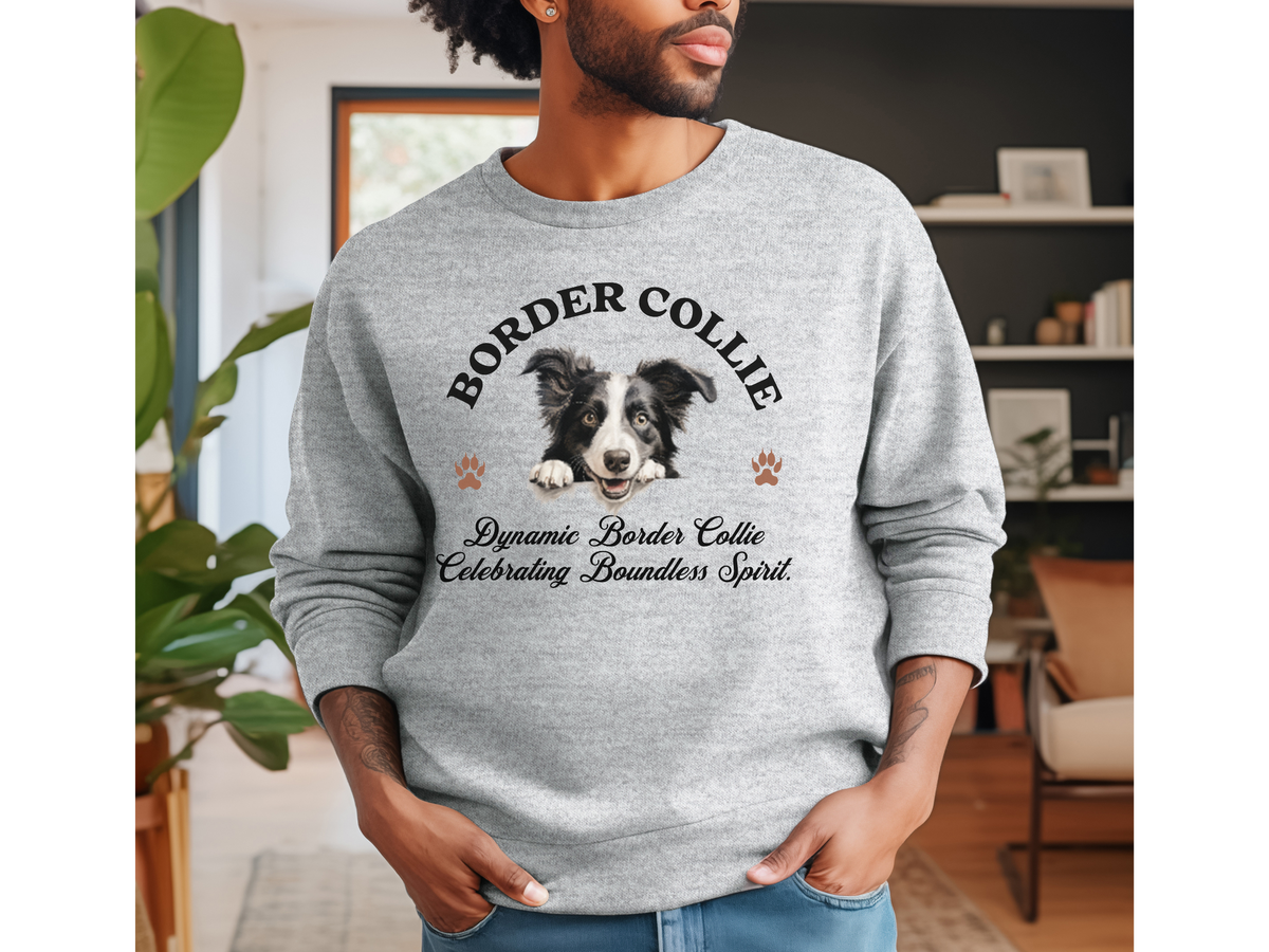 Border Collie Sweatshirt – Dynamic Border Collie, Celebrating Boundless Spirit – Unisex Dog Lover Apparel