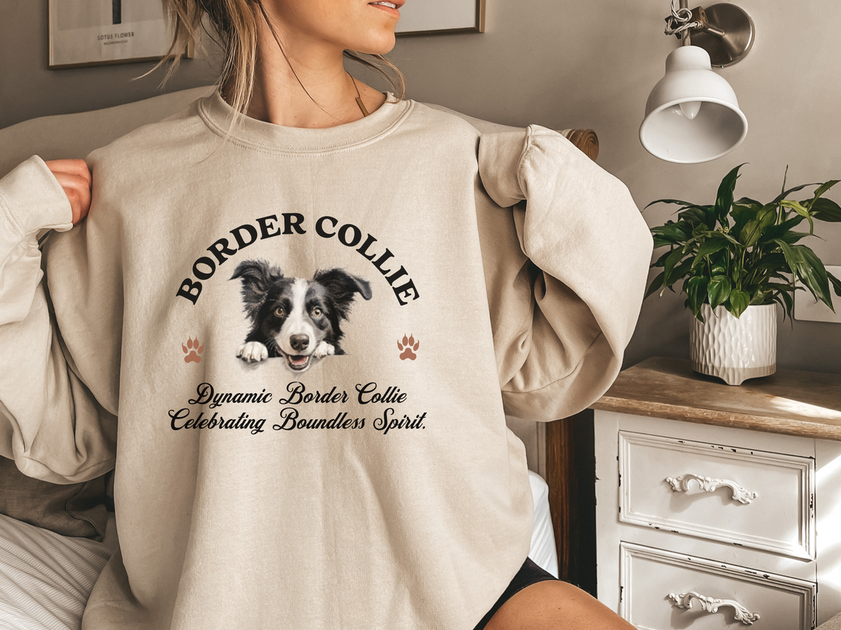 Border Collie Sweatshirt – Dynamic Border Collie, Celebrating Boundless Spirit – Unisex Dog Lover Apparel