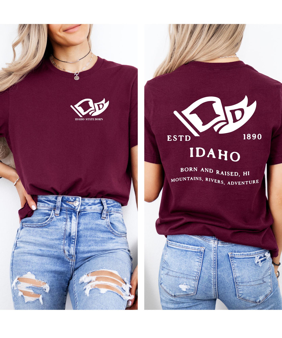 Idaho Born & Raised T-Shirt – Gem State Roots, Front & Back Design