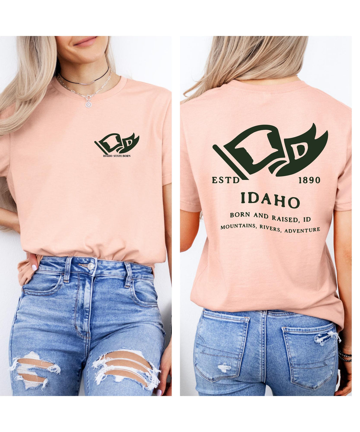 Idaho Born & Raised T-Shirt – Gem State Roots, Front & Back Design