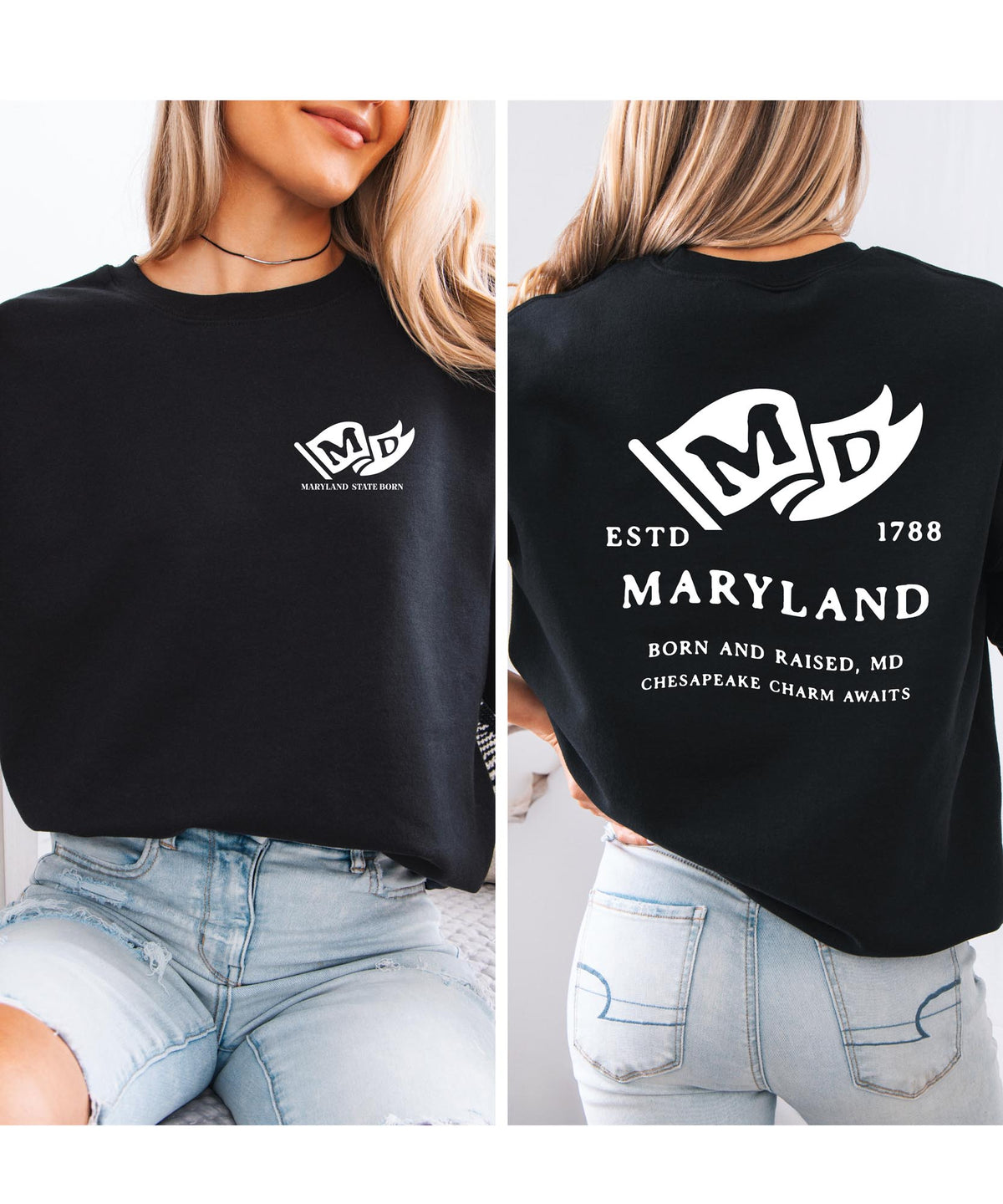 Maryland State Born and Raised Sweatshirt - Old Line State Pride Design