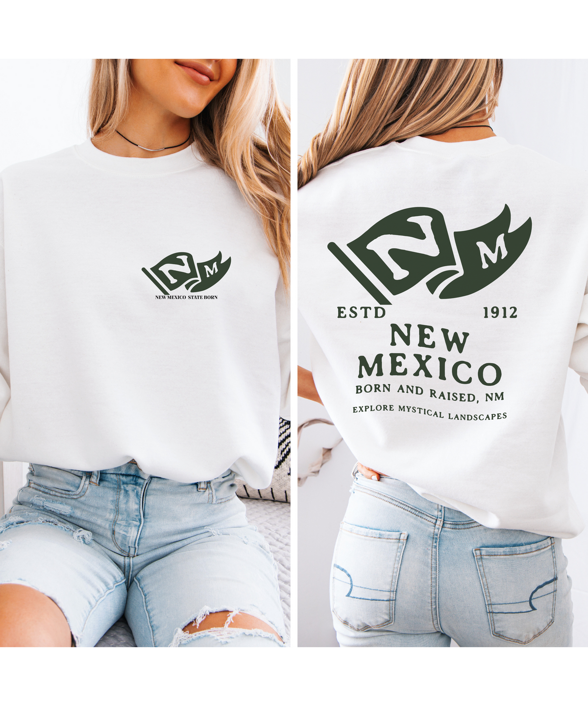 New Mexico State Born and Raised Sweatshirt - Land of Enchantment Pride Design
