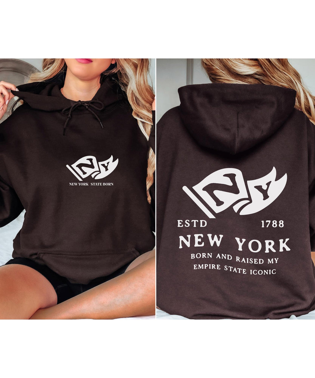 New York state outline with a heart marking your hometown pride