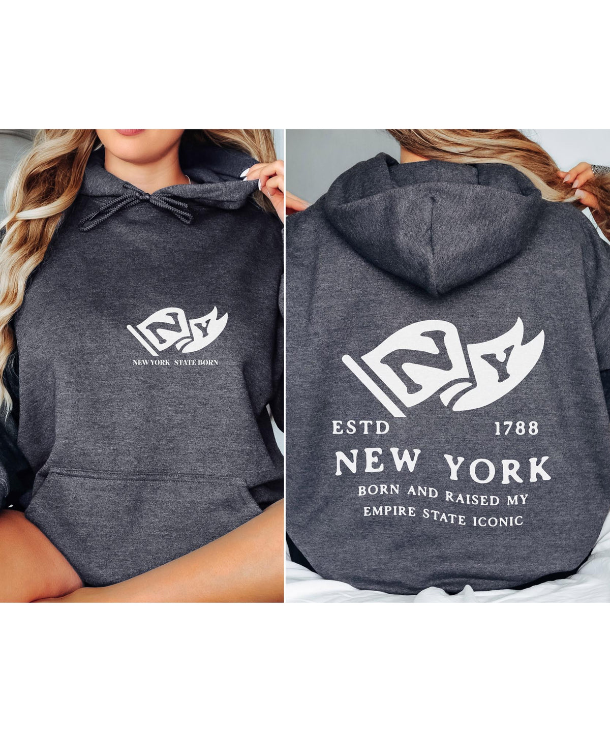New York state outline with a heart marking your hometown pride